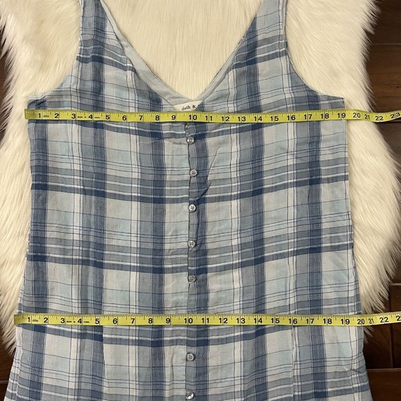 Cloth & Stone Anthropologie Size Petite Small Blue White Plaid Sleeveless Dress - Picture 4 of 9